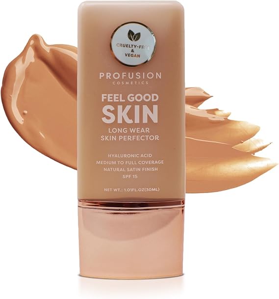 Profusion Cosmetics Lightweight Liquid Foundation for a Flawless and Elegant Radiance, Breathable Makeup for Improves Uneven Skin Tone, Cruelty-Free - Medium 3