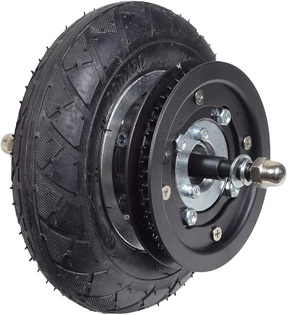 AlveyTech Front Wheel for the Razor Crazy Cart XL (V5+) and DLX | 200x50 Pneumatic Tire, Tube, Rim, Sprocket, Chain Plate, Wheels for Electric Drift Kart