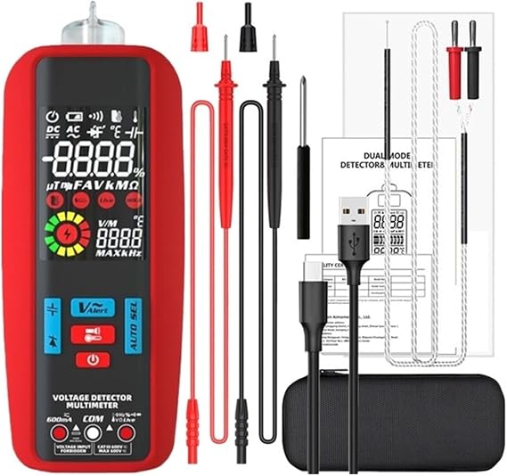 Smart Digital Multimeter VFC DC AC Voltage Tester Voltmeter True RMS Capacitance Diode Ohm NCV Non-Contact Voltage Tester(A5X USB Charging)