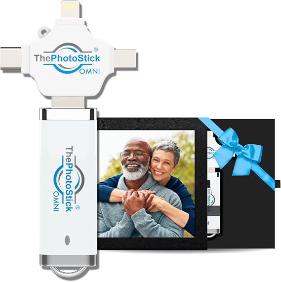 ThePhotoStick Omni 64GB - Secure Photo & Video Backup | ThePhotoStick Keepsake Frame Box - Built-in Photo Display Frame