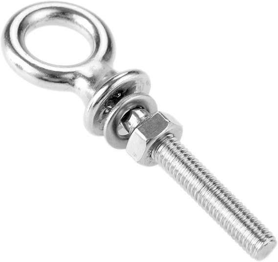 Yetaha M6*40 Stainless Steel Lifting Eye Bolts with Washer and Nut, Heavy Duty Long Shank Nut for Hanging/Suspending/Fastening Items