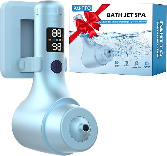 Bath Jet Spa for Tub, 10400mAh Rechargeable Bathtub Jet with Smart Temperature Sensor & LED Display, Portable Jet Spa with Bubble/Jet Mode & Adjustable Speed, IPX8 Waterproof for Daily Home Spa