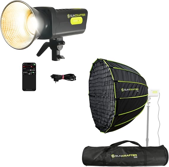 Bi-Color LED Video Light 310W Max Photo Light 2700-6500K, with 90cm/35.4" Dome Softbox, Video Streaming Filming Photography