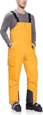 baleaf Mens Ski Bibs Insulated Waterproof Coveralls Overalls Cargo Pockets Ripstops Snow Pants Warm Skiing Suits Ice Work