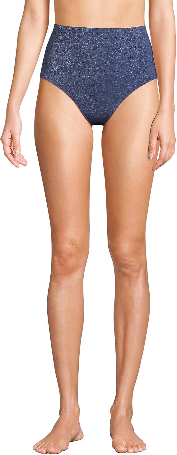 Lands' End Women's Chlorine Resistant Shine High Waisted Bikini Bottoms