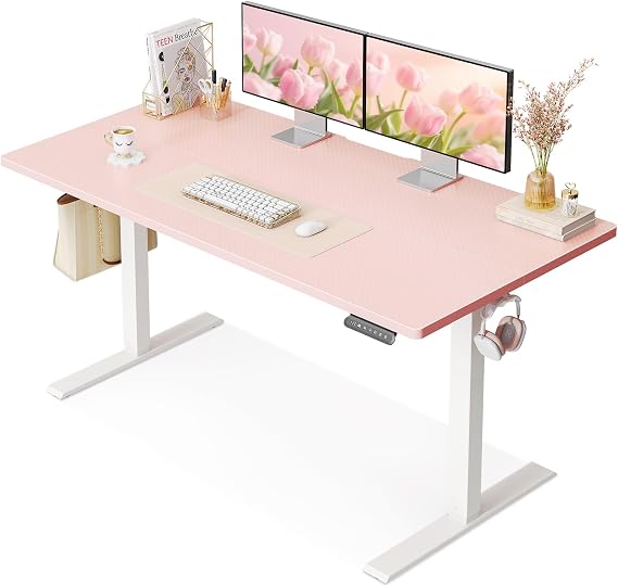 OffiGo 48" Pink Electric Standing Desk Height Adjustable for Home Office