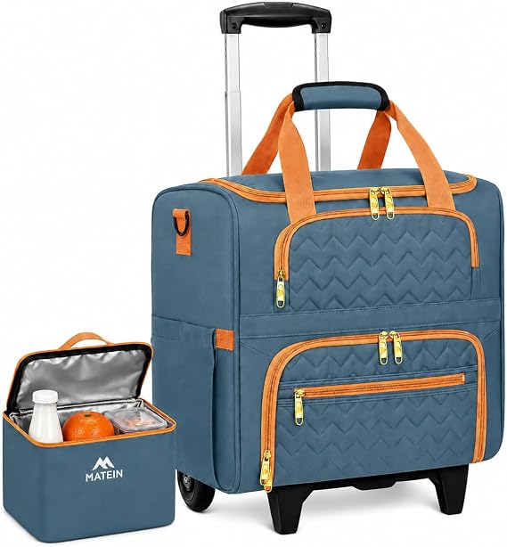 MATEIN Rolling Teacher Bag with Wheels, 15.6 Inch Rolling Tote Bag for Work