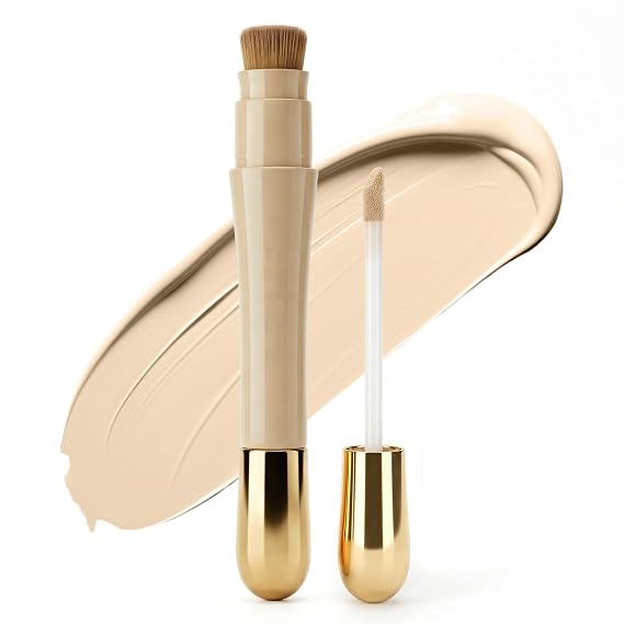 Full Coverage Concealer, Hydrating Eye Face Concealer Corrector Makeup with Brush for Cover Dark Circles Blemish Scar, Long Lasting Waterproof Cream Concealers for All Skin Type, Warm Light 0.23 fl oz