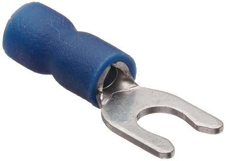 11710 Locking Spade Terminal, Vinyl Insulated, Blue, 16-14 Wire Size, #8 Stud Size (Pack of 100)