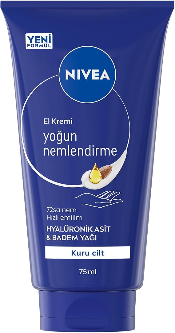 NIVEA Yoğun Nemlendirici El Kremi 72 ml, Hızlı Emilir, Hyaluronik Asit,Badem Yağı, Kuru Ciltler
