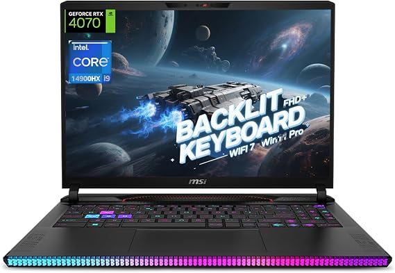 MSI Raider GE68HX Gaming Laptop, GEN 14 Intel Core i9-14900HX(up to 5.8GHz,24-Core), GeForce RTX 4070, 16" FHD+, 144Hz, Windows 11 Pro, Backlit Keyboard, 64GB DDR5 RAM, 4TB SSD