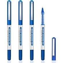 Blue Gel Ink Pens, 4 Pack 0.5mm Rollerball Pens, Smooth Writing Quick-Dry Liquid Ink, Visible Ink Window, 1100m Long Writing Length, Tungsten Ball Tip for Students, School & Office,10115