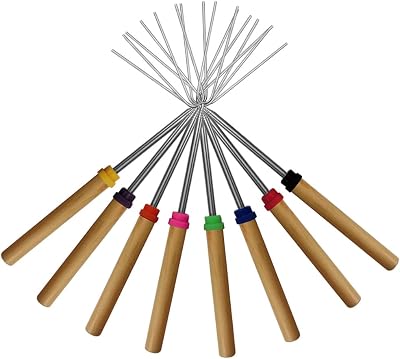 KEKU Marshmallow Grill Sticks 8 Piece Set For Roasting spits for cooking ovens and Hot Dog Forks Kids Camping Campfire Accessories