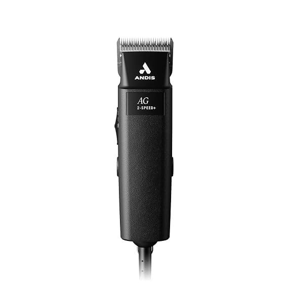 Andis 12845 AG Ultra-Light 2-Speed Detachable Blade Clipper, Black | 3,400/2,700 SPM rotary motor, cool-running vent-free design, professional dog
