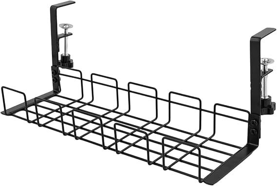Under Desk Cable Management Tray, No-Drill Metal Cable Manager