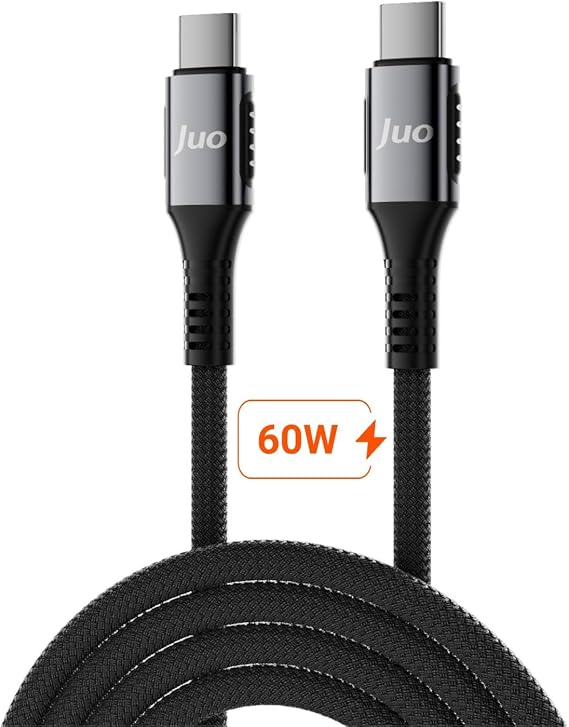 Juo 60W USB Type-C to Type-C Braided PD Fast Charging and Data Cable 1 Meter