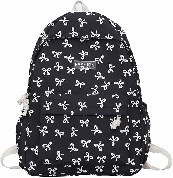 Coquette Bow Backpack - Kawaii Cute Backpack Aesthetic Daypack Bow Rucksack (A03 Black)