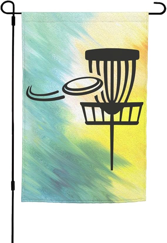 Disc Golf Basket With-Flying-Disk Flag 12x18 In Garden Flags Spring Summer Fall Winter Yard Dorm Wall Decor