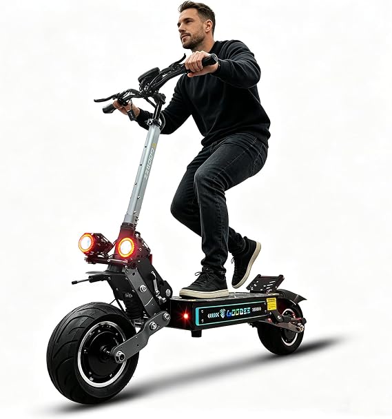 6000W Electric Scooter Dual Motor Up to 55 MPH, 60V35Ah Battery 60 Miles Long Range, Dual Suspension and Hydraulic Disc Brakes, Fat Tires NFC Unlock Fast Electric Scooter with seat & Damper
