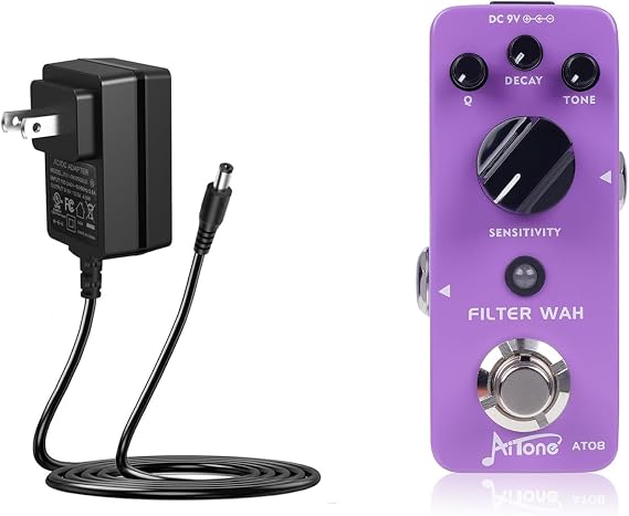 AITONE Wah Pedal (AT-08) and DC 9V Power Supply (500mA) Adapter