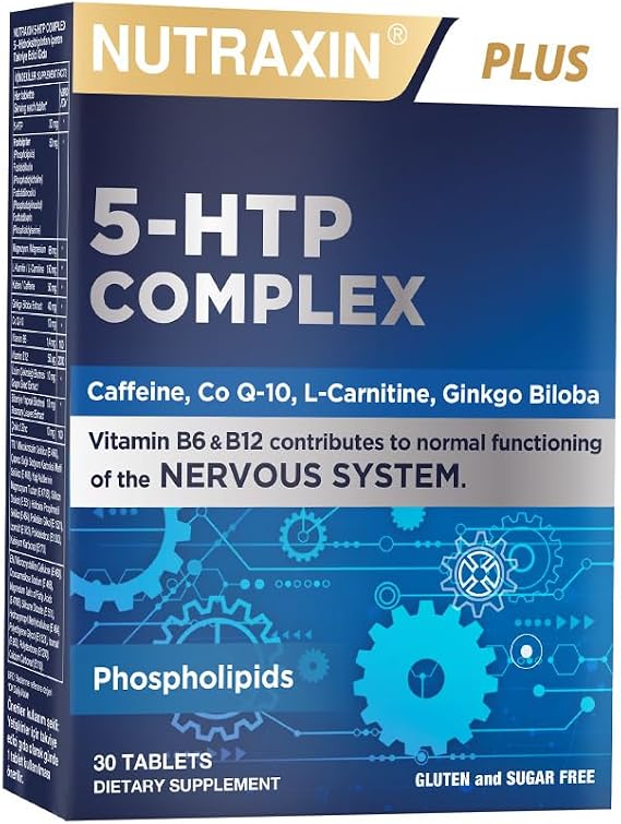 Nutraxin 5-HTP Complex 30 Tablet – L-Karnitin, Ginkgo Biloba, CoQ-10, Vitamin B6 & B12, Çinko ve Bitkisel Ekstreli Destek Takviyesi