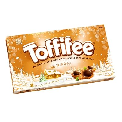 Toffifee Whole Hazelnut in Caramel with Nougat Cream and Chocolate Filling Christmas Edition 375 Grams