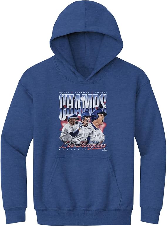500 LEVEL Los Angeles Baseball 2024 Champs Trio Vintage Kids Youth Hoodie