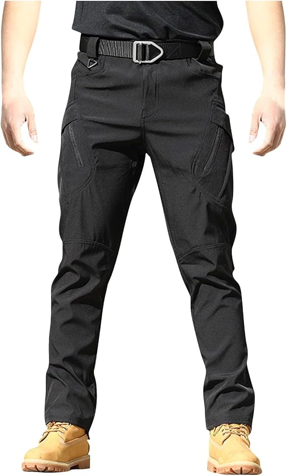 Mens Cargo Pants Water Resistant Relaxed Fit Hiking Work Pants Multi Pockets Ripstop Flex Baggy Camo Tactical Pant