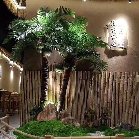 Artificial Simulated Coconut Tree, Outdoor Decorative Landscape Date Palm Tree, Large Fake Palm Tree 2.5m+3.5m
