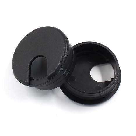 2pcs 1-1/2 Inch Desk Grommet, Black | Plastic, Cable Hole Cover, Wire Cord Organizing, For Office Computer Desk