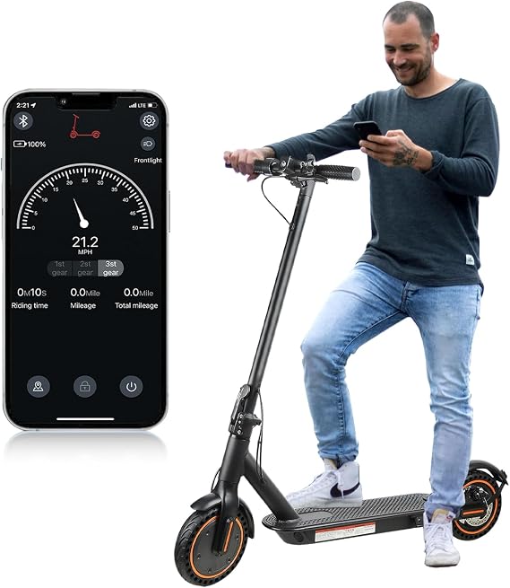 Adult Electric Scooters, 500W Motor E-Scooter,19MPH Top Speed, Up to 21 Miles Range, 8.5''Solid Tires Escooter, Portable Folding Commuter Electric Mobility Scooter with Double Braking System and App