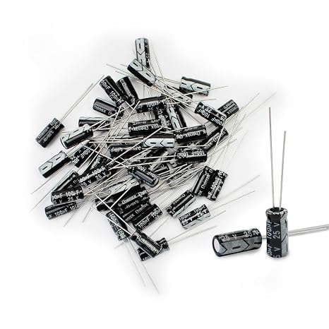50 Pcs Electrolytic Capacitor 100uF 25V Aluminum Radial Electrolytic Capacitors