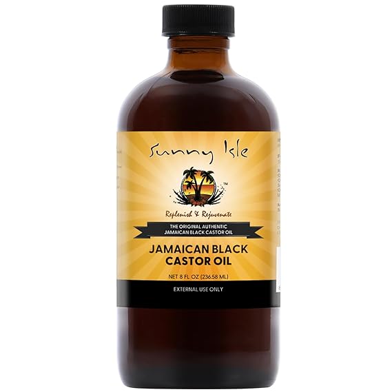 Sunny Isle Jamaican Black Castor Oil 8oz, Original Authentic Moisturizing JBCO for Hair Growth, Scalp Care, Edges, Eyebrows & Eyelashes, Conditioning for Dry Skin, Unscented