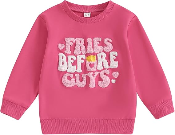 Socutebabe Valentines Toddler Girl Boy Baby Outfit Valentines Day Shirt Fries Before Guys Short Sleeve T-shirts Vintage Tops