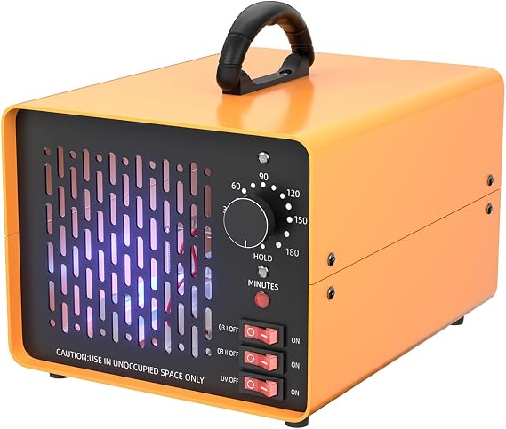 Ozone Generator 50,000 mg/h with UV Lamp | Commercial Ozone Machine for 900㎡, Odor Removal Eliminator, 180 Min Timer, HOLD Mode, for Home Car Smoke Kitchen Pet