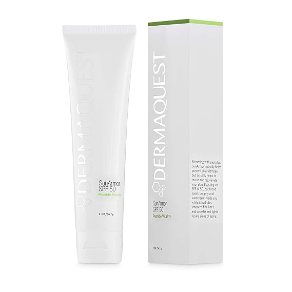 DermaQuest Peptide Vitality SunArmor Sunscreen SPF 50 - Anti Aging Titanium Dioxide & Zinc Oxide Sunscreen Moisturizer Lotion for Dry Skin Types