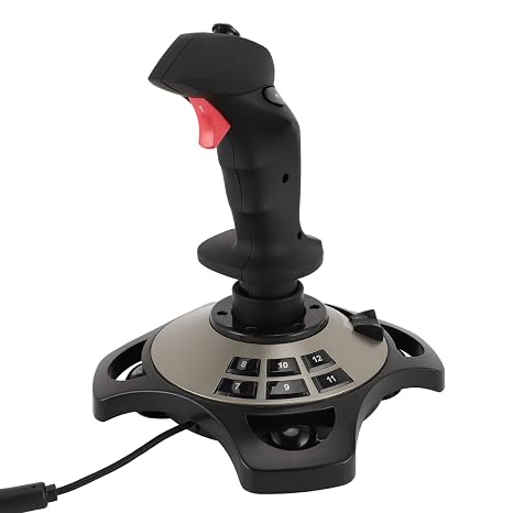 ASHATA Flight Simulation Controller Joystick for PC, PC Flight Joystick Controls with Vibration Function Throttle Control for PC Computer Laptop for 7 8 10 11