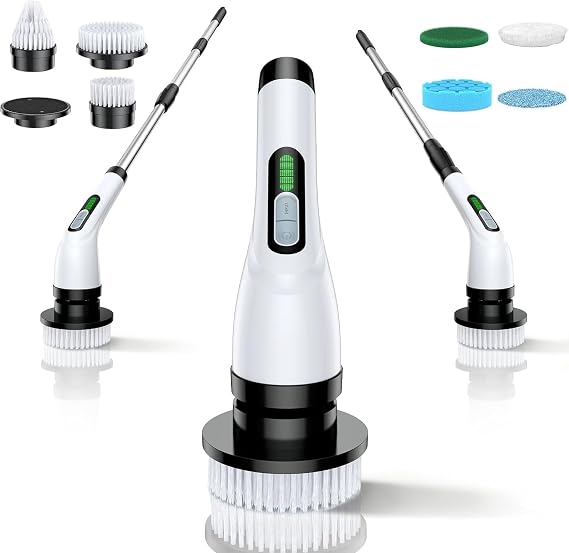 Electric Spin Scrubber for Bathroom: Shower Scrubber with Long Handle