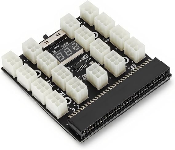 Mining GPU/PSU Power Supply Board, 1600W, 12V, 17x 6pin PCI-E, for DPS 1200FB A, DPS 1200QB A, PS 2751 5Q, PS 2751 LF 1F, HSTSN PL12