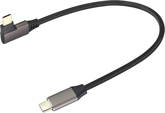 90 Degree USB 3.1 Type c to Type C Cable 60W&3A Right & Left Angled 3.1 USB Type C Male Extension Cable Supports Charging,Data,Audio,Video Cable for Laptop&Tablet&Mobile Phone.(0.3M/1Ft)
