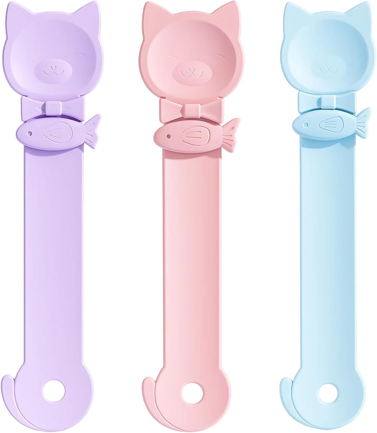 3PCS Cat Treat Squeeze Spoon, Cute Cat Spoon, Multi-Functional Cats for Liquid Snack, Comfortable Grip, Feeding for Squeezing Puree and Liquid Snack, Easy to Clean(Pink/Blue/Purple)