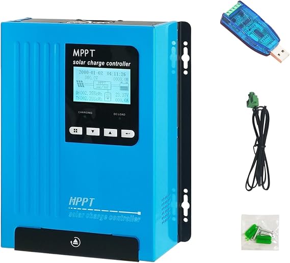 48V 45A Blue Style Intelligent MPPT Charger 12V 24V 48V Auto Solar Charge Controller PV Max. 2440W DC150V Support Lead Acid, Liquid, Gel, AGM and Lithium Battery