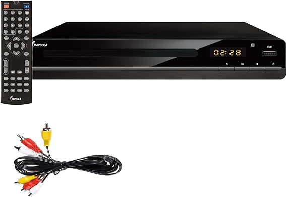 Impecca DVD Player for TV Multi-Region HDMI, RCA AV Cable, USB, CD MP3 Playback, with Remote Compact HDMI DVD Player, Progressive scan Up-Convert to 1080P, LED Display 2.0 CH, 100-240V DVHP9117