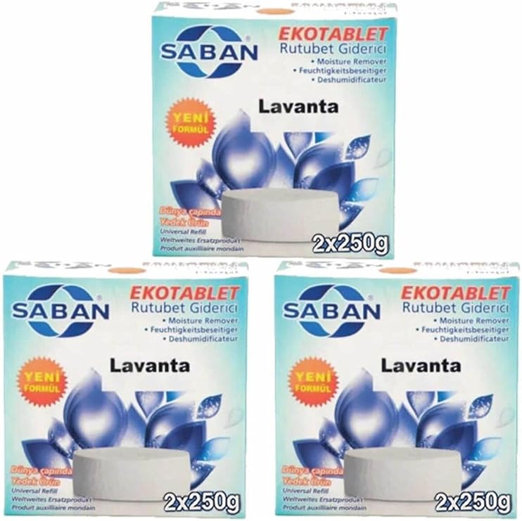 Saban Nem Alıcı Rutubet Giderici Yedek Tablet 3'lü 2 x 250 Gram Lavanta