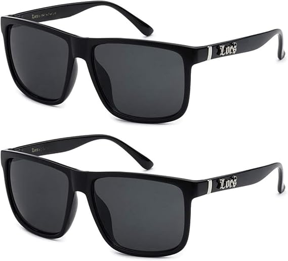 Locs 2-Pack Sunglasses - Flat Top Hardcore Shades Series - Maximum Legal Driving Darkness