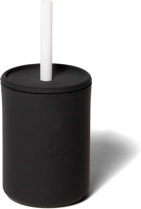 Avanchy Baby & Toddler Straw Cup, 5 oz Silicone Training Cup, Black