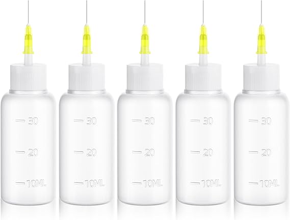 FJNATINH 30cc Needle Tip Glue Squeeze Bottle, Precision Tips Applicator Bottles, 5 Pack