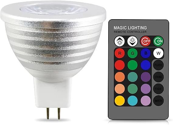 MR16 LED Bulb 12V RGB Multicolor 3W Dimmable Wiith Remote 1 Packing