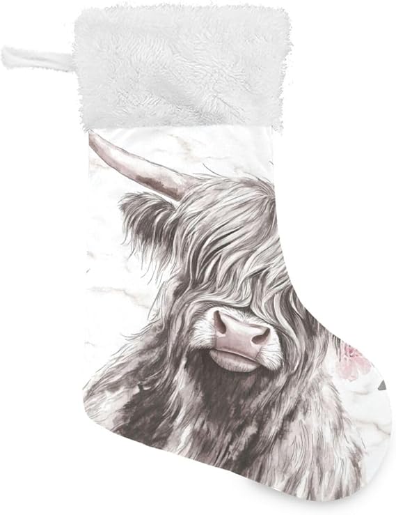 Highland Cow Large Christmas Hanging Stockings Fireplace Decor