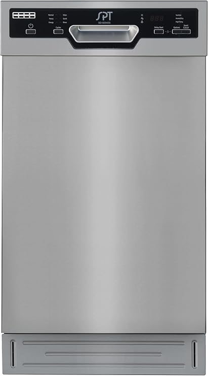 SPT SD-9254SSB 18 Wide Built-In Stainless Steel Dishwasher w/Heated Drying, ENERGY STAR, 6 Wash Programs, 8 Place Settings and Stainless Steel Tub